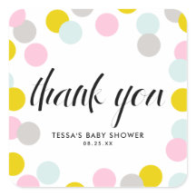 Farbige Pastel Confetti Dots Rahmen Danke