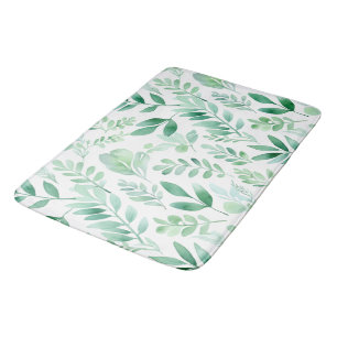 Farbige Pastel Eucalyptus Wasserfarbene Blätter Badematte
