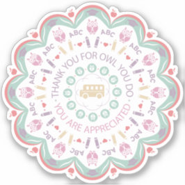 Farbige Pastel Lehrer Wertschätzung mandala uhu Aufkleber