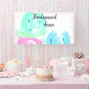 Farbige Pastell-Aquarell-Blumen-Brautjungfer hinzu Banner