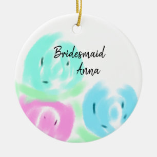 Farbige Pastell-Aquarell-Blumen-Brautjungfer hinzu Keramik Ornament