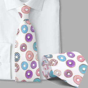 Farbige Pastell-Donut-Rosa- und Blau-Illustration Krawatte
