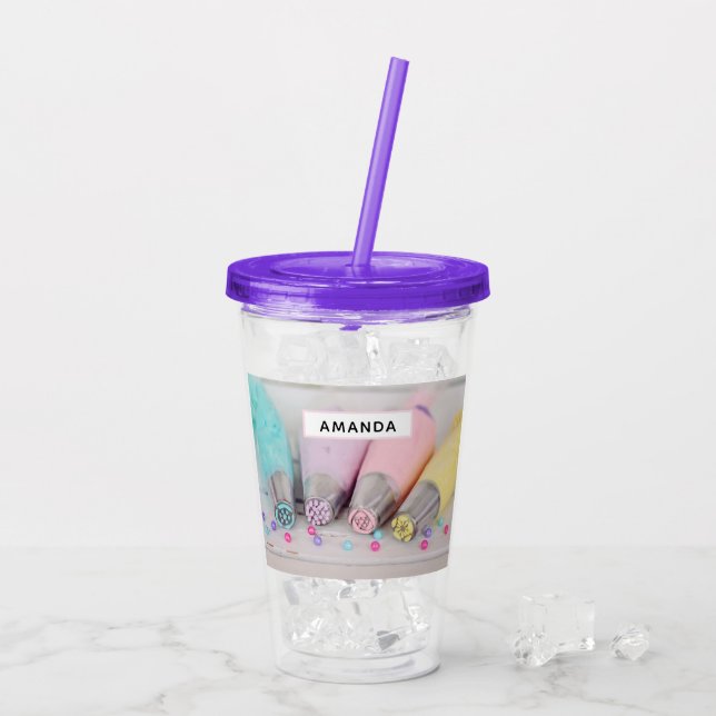 Farbige Pastell-Kuchen-Dekorationstools Fotografie Acryltrinkbecher (Rückseite Ice)