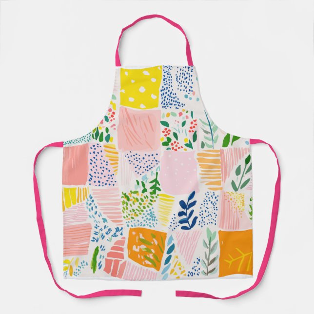 Farbige Pastell-Patchwork-Preppy Schürze (Vorderseite)
