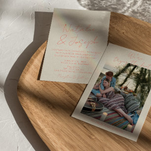 Farbige Pastell Schriftliche Whimsical Foto Hochze Einladung