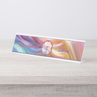 Farbige Pastell-Seiden-Randverzierung personalisie Schreibtischnamensplakette