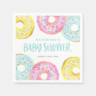 Farbige Pastell-Sprinkle-Donuts-Baby-Party Serviette