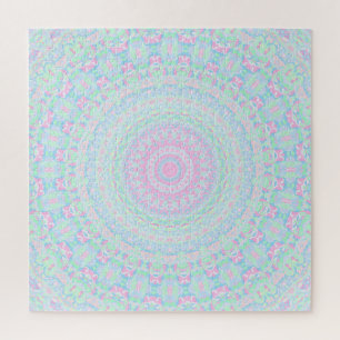 Farbige Pastell-Trippy-Groovy-Retro-Hippie-Mandala Puzzle