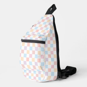 Farbige Pastellfarben Niedliches Retro-Karo-Muster Crossbody Bag