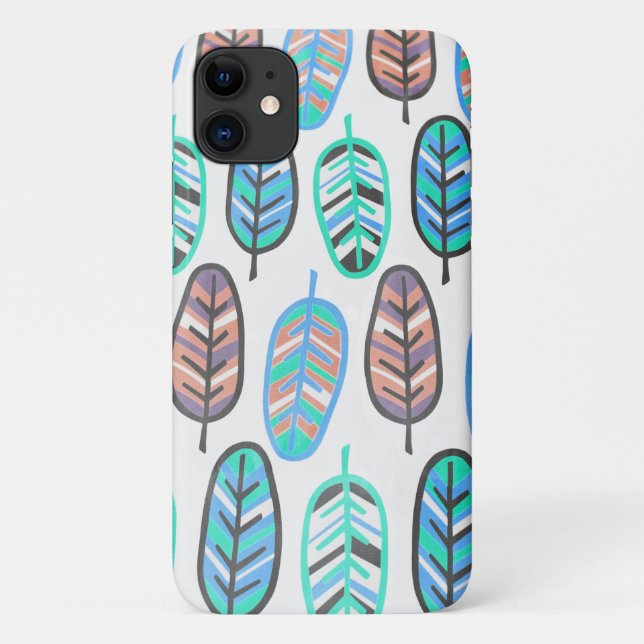 Farbige Pastellfarben Türkisfarben Blätter iPhone  Case-Mate iPhone Hülle (Rückseite)