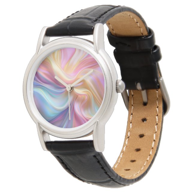 Farbige Pastellseide Armbanduhr (Schrägansicht)