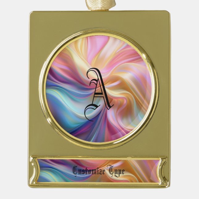 Farbige Pastellseide Banner-Ornament Gold (Vorderseite)