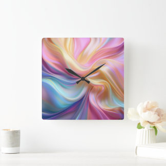 Farbige Pastellseide Quadratische Wanduhr