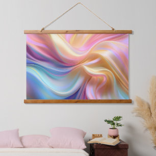 Farbige Pastellseide Wandteppich Mit Holzrahmen