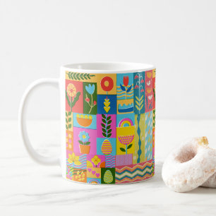 Farbige Patchwork GERAHMT Vintag Kaffeetasse