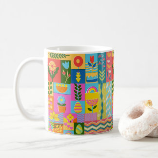 Farbige Patchwork GERAHMT Vintag Kaffeetasse