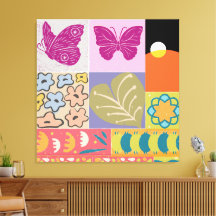 Farbige Patchwork-GERAHMTE Blume Vintag