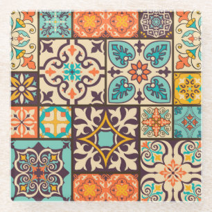 Farbige Patchwork-Islam-Motive-Tile Glasuntersetzer