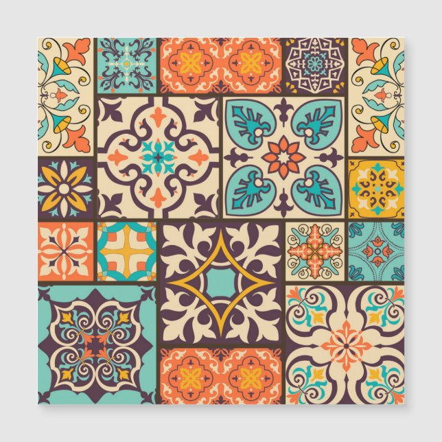 Farbige Patchwork-Islam-Motive-Tile Magnetkarte (Vorderseite)