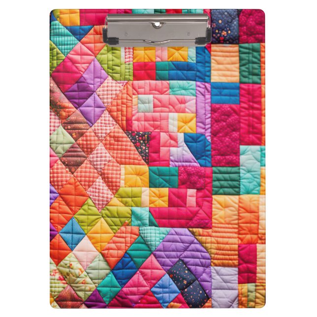Farbige Patchwork-Quilt-Muster Klemmbrett (Vorderseite)