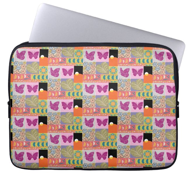 Farbige Patchwork-Rahmung VINTAGE Laptopschutzhülle (Vorderseite)