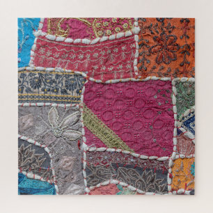 Farbige Patchwork-Teppiche Details Puzzle