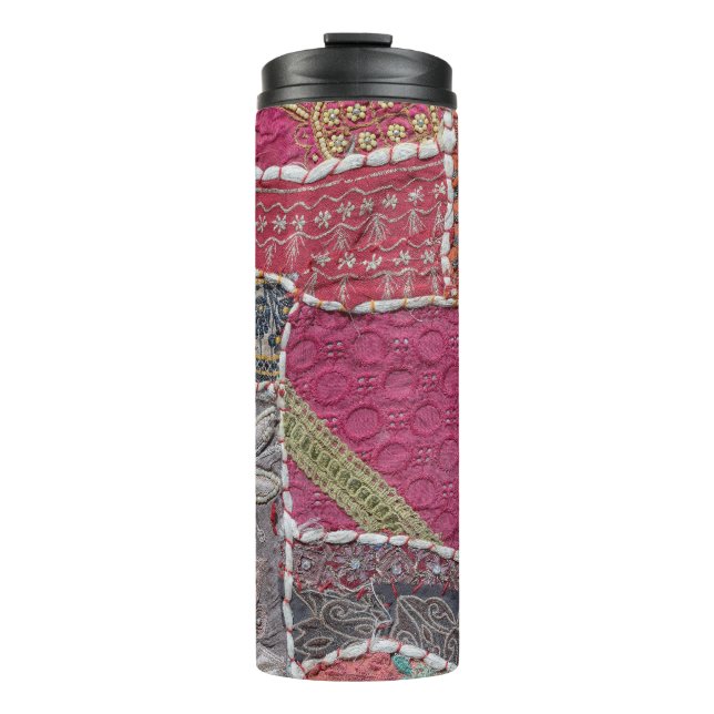 Farbige Patchwork-Teppiche Details Thermosbecher (Vorderseite)