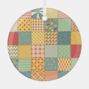 Farbige Patchworkarbeit: abstrakte nahtlose Orname Ornament Aus Glas