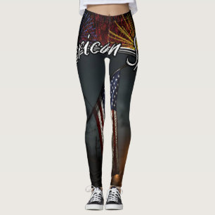 Farbige patriotische amerikanische Geist Flagge St Leggings
