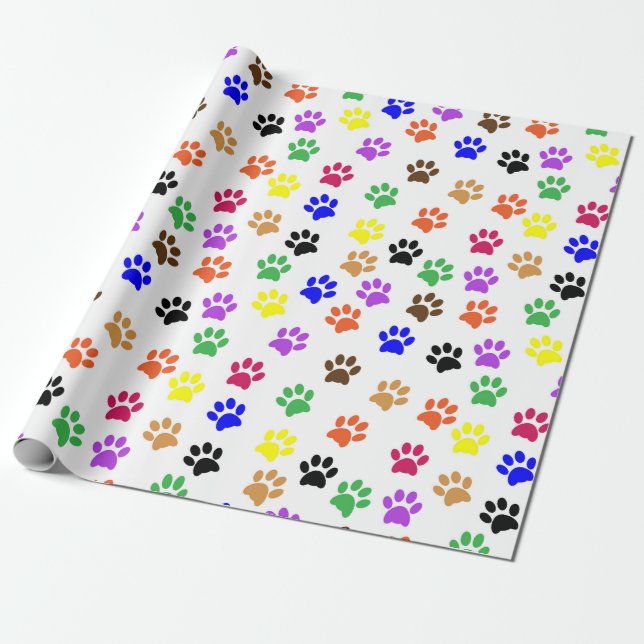 Farbige Paw Print Decoupage Geschenkpapier (Ungerollt)