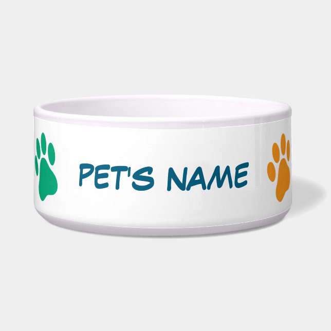 Farbige Paw Print Pet Bowl Napf (Vorderseite)