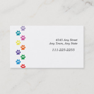 Farbige Paw Prints Border Business Card Visitenkarte