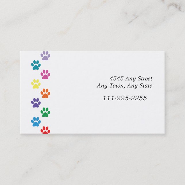 Farbige Paw Prints Border Business Card Visitenkarte (Vorderseite)