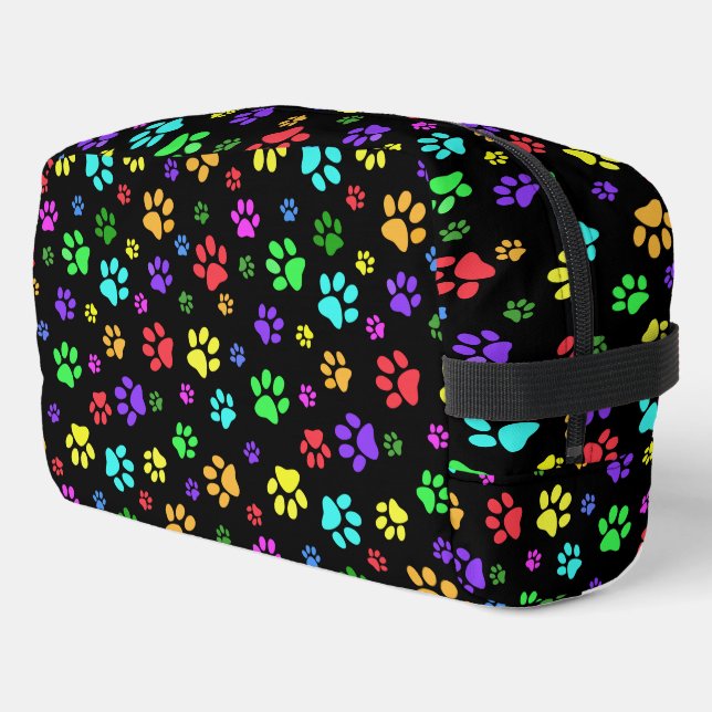 Farbige Paw Prints Design Dopp Kit Tasche (Linke Seite)