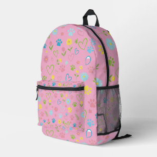 Farbige Paw Prints & Hearts Rucksack Niedlich