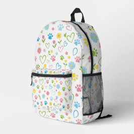 Farbige Paw Prints & Hearts Rucksack Niedlich