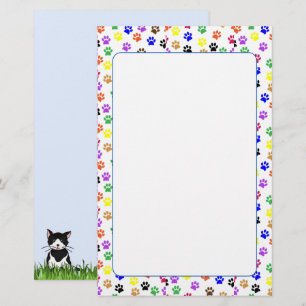 Farbige Paw-Prints mit Hunde- und Katzengeschirr Briefpapier