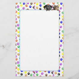 Farbige Paw-Prints mit Hunde- und Katzengeschirr Briefpapier