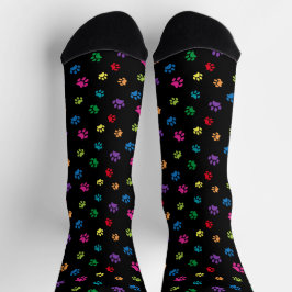 Farbige Paw Prints Muster schwarz Socken