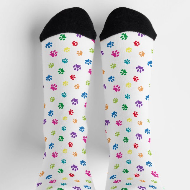 Farbige Paw Prints Muster Socken (Oben)