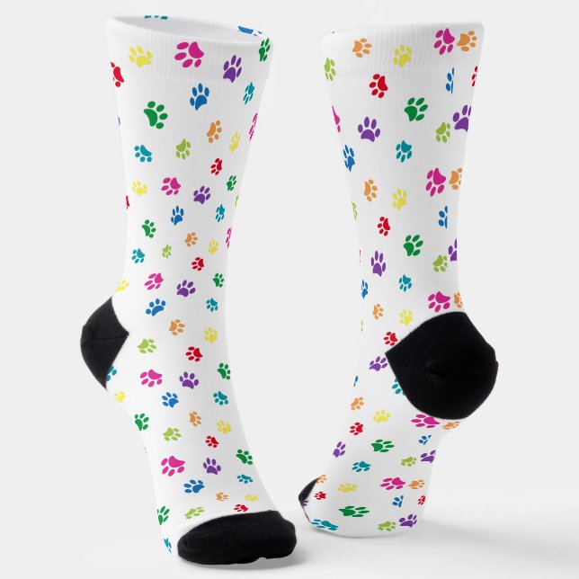 Farbige Paw Prints Muster Socken (Gewinkelt)