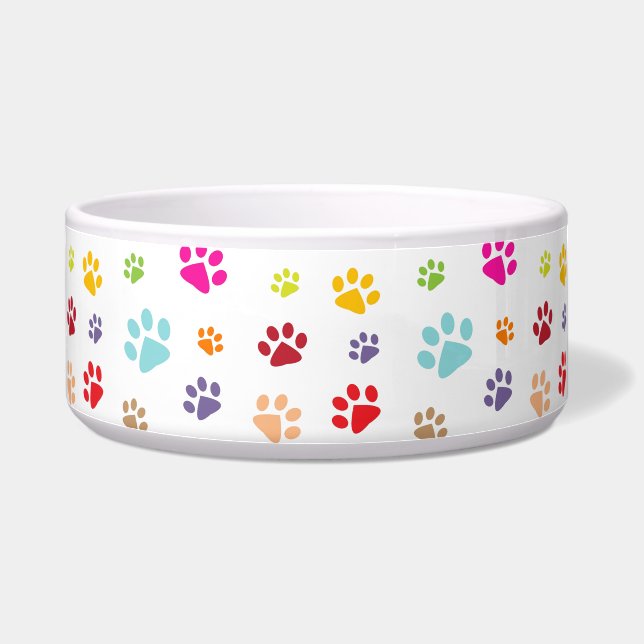 Farbige Paw Prints Pet Bowl Napf (Rechts)