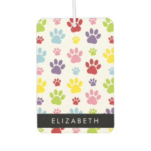 Farbige Paws, Muster, Hundepaws, Ihr Name Autolufterfrischer