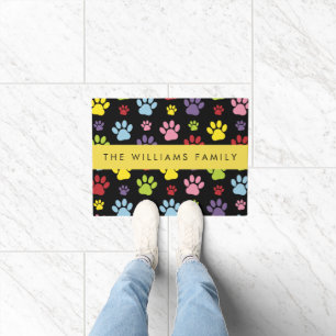 Farbige Paws, Muster, Hundepaws, Ihr Name Fußmatte