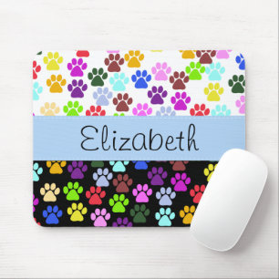 Farbige Paws, Muster, Hundepaws, Ihr Name Mousepad