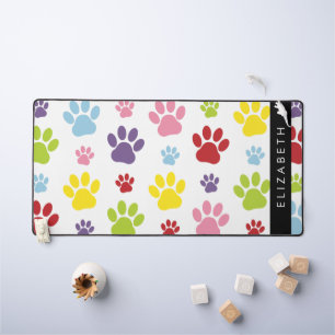 Farbige Paws, Muster, Hundepaws, Ihr Name Schreibtischunterlage