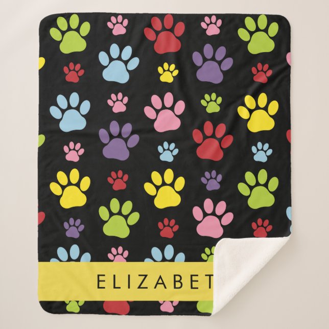 Farbige Paws, Muster, Hundepaws, Ihr Name Sherpadecke (Vorderseite)