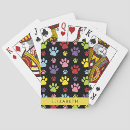 Farbige Paws, Muster, Hundepaws, Ihr Name Spielkarten