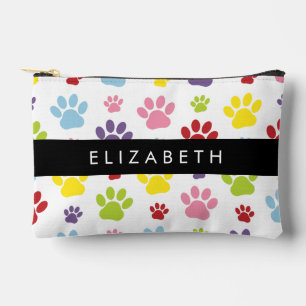 Farbige Paws, Muster, Hundepaws, Ihr Name Zubehörtasche