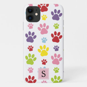 Farbige Paws, Muster, Hundepaws, Monogramm Case-Mate iPhone Hülle